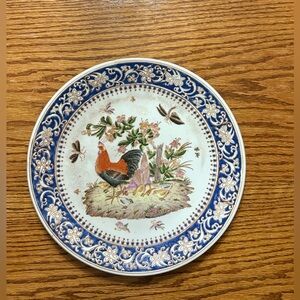 VTG 12" Chinese Platter of Hen & Chicks by Hua Ping Tang Zhi - Hua Ping Hall